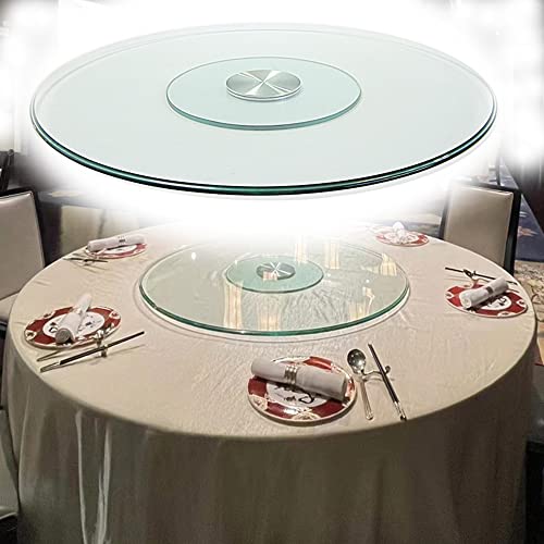 REDEXI Drehteller 80/90/100CM Glas 360° Drehbar Servierplatte Rund Lazy Susan Drehplatte Für Esszimmer Tisch 10 Mm Dick Servierteller Transparent (Size : 100cm/40in) von REDEXI