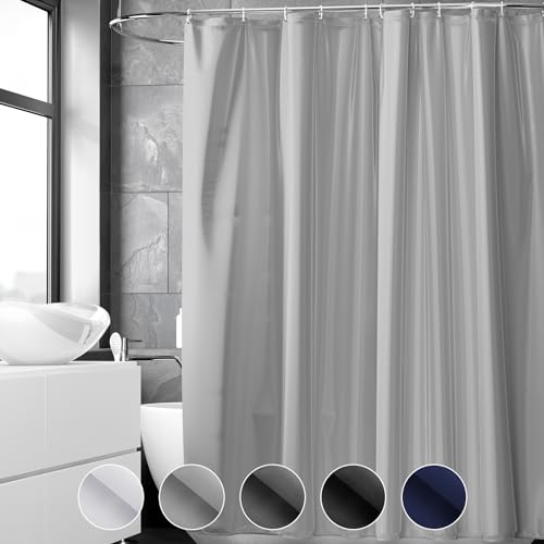 REDKEY Duschvorhang 120x200 cm, Anti-schimmel Badvorhang, Waschbar Schnelltrocknend Wasserabweisend PVC Textil, Antibakteriell Badewanne Vorhang mit 8 Haken für Bad Dusche, Grau REDKEY Duschvorhang 120x200 cm, Anti-schimmel Badvorhang, Waschbar Schnelltrocknend Wasserabweisend PVC Textil, Antibakteriell Badewanne Vorhang mit 8 Haken für Bad Dusche, Grau von REDKEY