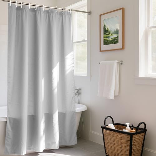 REDKEY Duschvorhang 180x220 cm mit Gewicht Unten, Anti-schimmel Badvorhang, Waschbar Schnelltrocknend Wasserabweisend PVC Textil, Antibakteriell Badewanne Vorhang mit 12 Haken für Bad Dusche, Grau von REDKEY