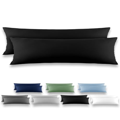 REDKEY Kissenbezug 40x145 cm - 2er Set Kopfkissenbezug - Mikrofaser Kissenhülle für Kissen, Kopfkissenbezüge mit Laschenvershluss, 40 x 145 Pillow Case - Schwarz von REDKEY