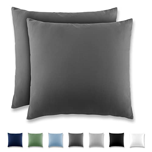 REDKEY Kissenbezug 40x40 cm - 2er Set Kopfkissenbezug - Mikrofaser Kissenhülle für Kissen, Kopfkissenbezüge mit Laschenvershluss, 40 x 40 Pillow Case - Anthrazit von REDKEY