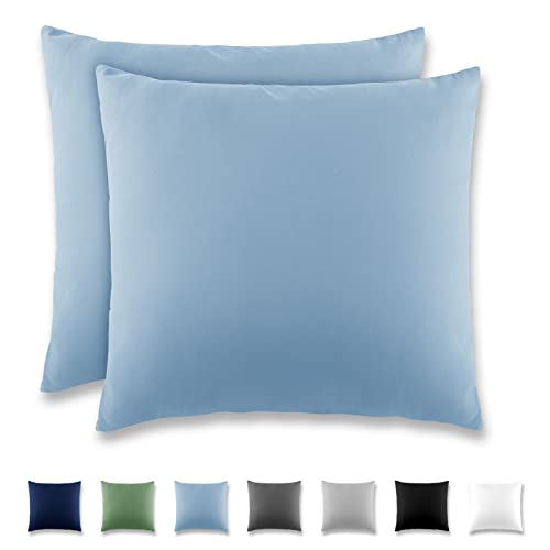 REDKEY Kissenbezug 40x40 cm - 2er Set Kopfkissenbezug - Mikrofaser Kissenhülle für Kissen, Kopfkissenbezüge mit Laschenvershluss, 40 x 40 Pillow Case - Hellblau von REDKEY