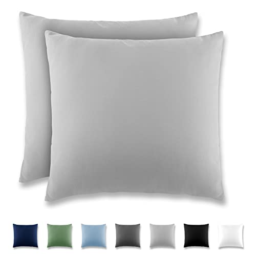 REDKEY Kissenbezug 40x40 cm - 2er Set Kopfkissenbezug - Mikrofaser Kissenhülle für Kissen, Kopfkissenbezüge mit Laschenvershluss, 40 x 40 Pillow Case - Hellgrau von REDKEY