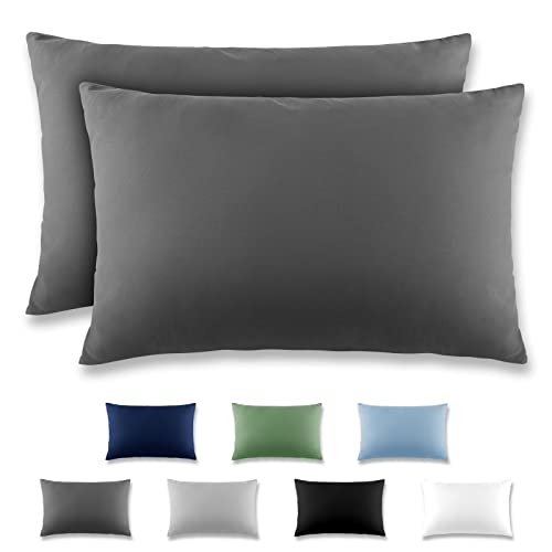 REDKEY Kissenbezug 40x60 cm - 2er Set Kopfkissenbezug - Mikrofaser Kissenhülle für Kissen, Kopfkissenbezüge mit Laschenvershluss, 40 x 60 Pillow Case - Anthrazit von REDKEY