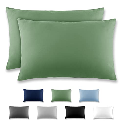 REDKEY Kissenbezug 40x60 cm 2er Set Kopfkissenbezug mit Reißverschluss - Kissenhülle aus gebürstetem Mikrofaser für Kissen,Waschbar bis 40°C Rasen grün von REDKEY