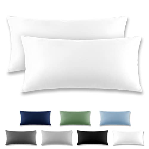 REDKEY Kissenbezug 40x80 cm - 2er Set Kopfkissenbezug - Mikrofaser Kissenhülle für Kissen, Kopfkissenbezüge mit Laschenvershluss, 40 x 80 Pillow Case - Weiß von REDKEY