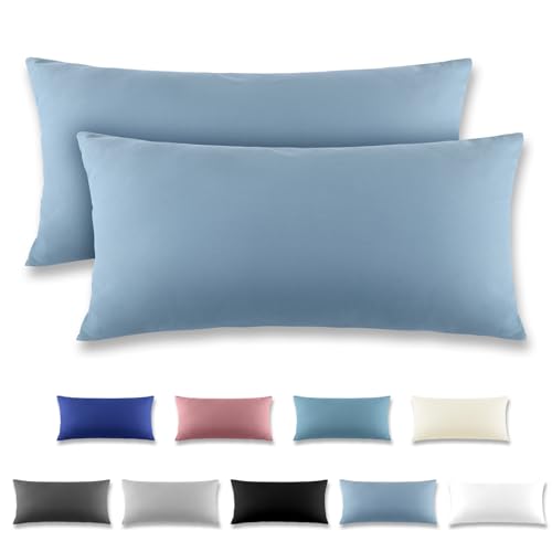 REDKEY Kissenbezug 40x80 cm 2er Set Kopfkissenbezug mit Reißverschluss - Kissenhülle aus gebürstetem Mikrofaser für Kissen,Waschbar bis 40°C Graublau REDKEY Kissenbezug 40x80 cm 2er Set Kopfkissenbezug mit Reißverschluss - Kissenhülle aus gebürstetem Mikrofaser für Kissen,Waschbar bis 40°C Graublau von REDKEY