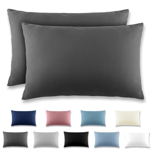 REDKEY Kissenbezug 50x70 cm 2er Set Kopfkissenbezug mit Reißverschluss - Kissenhülle aus gebürstetem Mikrofaser für Kissen,Waschbar bis 40°C Anthrazit REDKEY Kissenbezug 50x70 cm 2er Set Kopfkissenbezug mit Reißverschluss - Kissenhülle aus gebürstetem Mikrofaser für Kissen,Waschbar bis 40°C Anthrazit von REDKEY