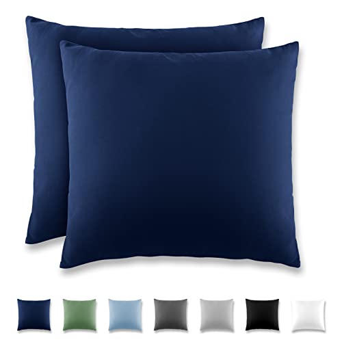 REDKEY Kissenbezug 80x80 cm - 2er Set Kopfkissenbezug - Mikrofaser Kissenhülle für Kissen, Kopfkissenbezüge mit Laschenvershluss, 80 x 80 Pillow Case - Dunkelblau von REDKEY