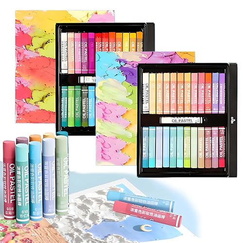 48 Farben Ölpastellkreide Weiche Ölpastell Set - mit 3-lagige Aufbewahrungsbox, Ölpastellpapier, Schaber, Klebeband Oil Pastels für Kunstbedarf, Malen, Zeichnen, Mischen für Künstler, Anfänger 48 Farben Ölpastellkreide Weiche Ölpastell Set - mit 3-lagige Aufbewahrungsbox, Ölpastellpapier, Schaber, Klebeband Oil Pastels für Kunstbedarf, Malen, Zeichnen, Mischen für Künstler, Anfänger von REDKNOT