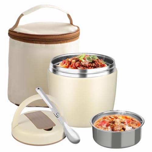 1200ml Doppelschicht Thermobehälter für Essen 304 Edelstahl Warmhaltebehälter Speisegefäß Thermo Lunchbox für Kinder Erwachsene mit Faltbaren Löffel und Thermotasche für Suppen, Brei, Eiscreme 1200ml Doppelschicht Thermobehälter für Essen 304 Edelstahl Warmhaltebehälter Speisegefäß Thermo Lunchbox für Kinder Erwachsene mit Faltbaren Löffel und Thermotasche für Suppen, Brei, Eiscreme von REDKNOT