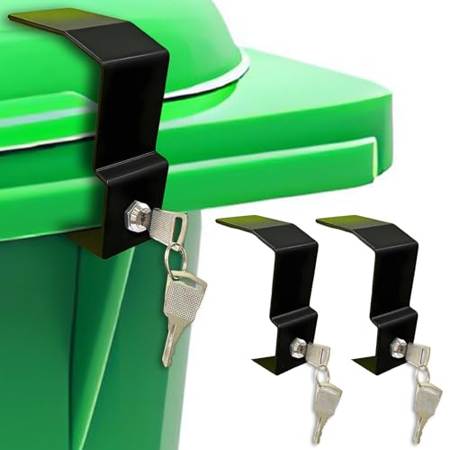 Metall Mülltonnenschloss 60-360 Liter Mülltonnenverriegelung für Müllcontainer und Mülltonnen Outdoor-Mülleimer robustes Edelstahl Mülltonnenverschluss Schloss ohne Bohren, mit Schlüssel (2 Stück) von REDKNOT
