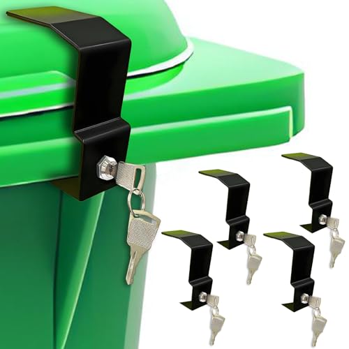 Metall Mülltonnenschloss 60-360 Liter Mülltonnenverriegelung für Müllcontainer und Mülltonnen Outdoor-Mülleimer robustes Edelstahl Mülltonnenverschluss Schloss ohne Bohren, mit Schlüssel (4 Stück) von REDKNOT