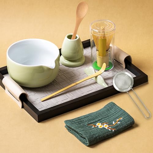 REDKNOT 8 Stück Matcha Tee Set Keramik Matcha Besen Set mit Schale, Sieb, Löffel, Rührlöffel, Löffelhalter, Besen, Schneebesenständer, Baumwollhandtuch Japanisches Teezeremonie Liebhaber Geschenk REDKNOT 8 Stück Matcha Tee Set Keramik Matcha Besen Set mit Schale, Sieb, Löffel, Rührlöffel, Löffelhalter, Besen, Schneebesenständer, Baumwollhandtuch Japanisches Teezeremonie Liebhaber Geschenk von REDKNOT
