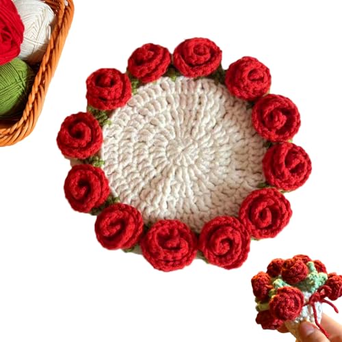 REDKNOT Blumengehäkel Untersetzer Gestrickte Untersetzer Handgestrickte Dekoration mit Rose Blumenstrauß DIY Gehäkelte Blumen-Untersetzer Materialpaket Damen Florale Geschenke für Frauen Muttertag REDKNOT Blumengehäkel Untersetzer Gestrickte Untersetzer Handgestrickte Dekoration mit Rose Blumenstrauß DIY Gehäkelte Blumen-Untersetzer Materialpaket Damen Florale Geschenke für Frauen Muttertag von REDKNOT