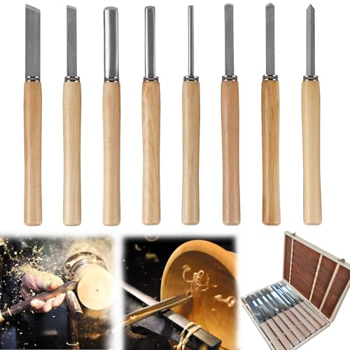 REDKNOT Holz Drechselwerkzeug Meissel Set 8 Stück Drechselmesser Multifunktional Drehmeißel Set Drechselbeitelsatz Drechseleisen Holzmeisel für Holzschnitzereien Anfänger - 8 Stechbeitel + Holzkoffer REDKNOT Holz Drechselwerkzeug Meissel Set 8 Stück Drechselmesser Multifunktional Drehmeißel Set Drechselbeitelsatz Drechseleisen Holzmeisel für Holzschnitzereien Anfänger - 8 Stechbeitel + Holzkoffer von REDKNOT