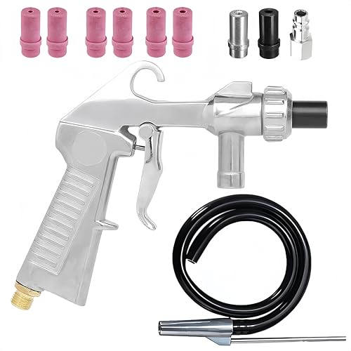 Sandstrahlpistole Druckluft Set Sandstrahlen Pistole Kit mit 1m Gummischlauch, 5/6/7MM Kaliber Keramikdüse, Eisendüse, Luftanschlussnippel, Sandstrahlgerät für Professionelle und Heimwerkerprojekte Sandstrahlpistole Druckluft Set Sandstrahlen Pistole Kit mit 1m Gummischlauch, 5/6/7MM Kaliber Keramikdüse, Eisendüse, Luftanschlussnippel, Sandstrahlgerät für Professionelle und Heimwerkerprojekte von REDKNOT