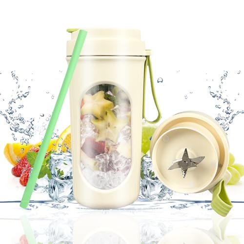 Tragbarer Mixer 450ml Smoothie Maker mit 12-Blatt-Edelstahlklinge Mini Blender Typ C Ladung Multifunktional Tragbarer Persönlicher Mixer Mit Direkter Trinkwasserbedeckung für Sport Reisen Küche von REDKNOT