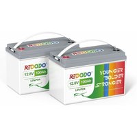 Redodo - 12V 100Ah LiFePO4 Batterie, 100A bms, 4000+ Zyklen, max 1280W Leistung für Blei-Säure Batterien für rv, Camping, Solar Home Systeme-Packung 2 von REDODO