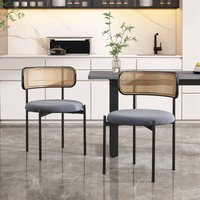 2er-Set Esszimmerstühle aus Samt, schlichter moderner Freizeitstuhl mit vier Stützbeinen aus Metall, Freizeitstuhl aus Rattan, Stuhl für Wohnzimmer, 2er-Set Esszimmerstühle aus Samt, schlichter moderner Freizeitstuhl mit vier Stützbeinen aus Metall, Freizeitstuhl aus Rattan, Stuhl für Wohnzimmer, von REDOM
