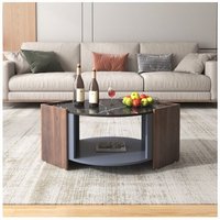 Couchtisch, Couchtisch aus strukturiertem Marmor und Walnuss in kontrastierenden Farben. Couchtisch mit einzigartigen Linien von REDOM