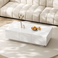 Redom - Couchtisch, glänzender Wohnzimmertisch mit Push-Pull-Behälterstruktur, doppelseitige Schubladen von REDOM