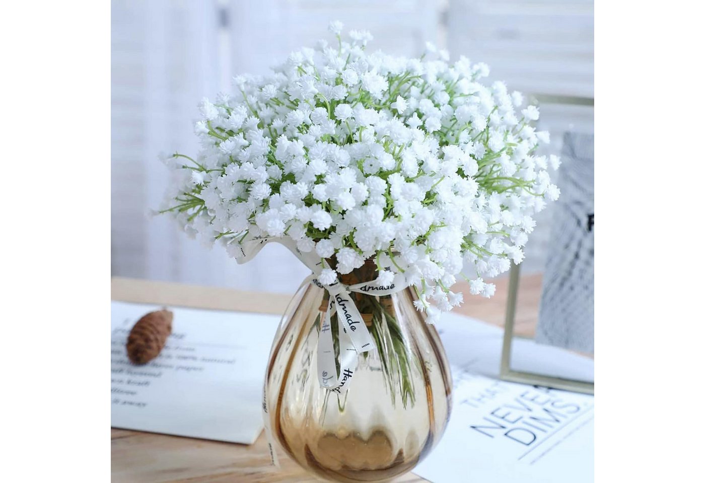 Kunstblume 10 Stiele künstliches Schleierkraut Brautsträuße Gypsophila, REDOM, Höhe 54 cm, Kunstpflanze für DIY Blumenarrangements Tischdekoration usw. Kunstblume 10 Stiele künstliches Schleierkraut Brautsträuße Gypsophila, REDOM, Höhe 54 cm, Kunstpflanze für DIY Blumenarrangements Tischdekoration usw. von REDOM