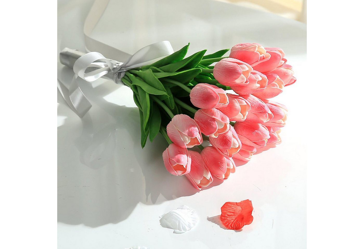 Kunstblume 10er Set künstliche Tulpen Tulpe, REDOM, Höhe 33 cm, dekorative Kunstpflanze für Vasen Tischdeko Hochzeiten DIY-Gestecke von REDOM