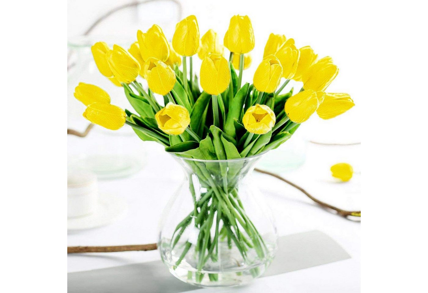 Kunstblume 10er Set künstliche Tulpen Tulpe, REDOM, Höhe 33 cm, dekorative Kunstpflanze für Vasen Tischdeko Hochzeiten DIY-Gestecke von REDOM