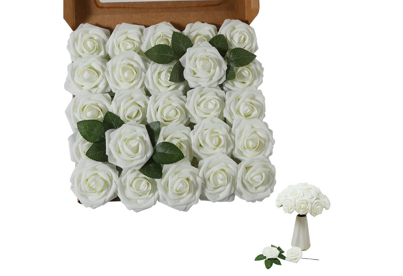 Kunstblume 25er Set Künstliche Schaumrosen Rose, REDOM, Höhe 21.5 cm, Kunstpflanze Basteln, für Hochzeitsdekoration Blumensträuße usw. Kunstblume 25er Set Künstliche Schaumrosen Rose, REDOM, Höhe 21.5 cm, Kunstpflanze Basteln, für Hochzeitsdekoration Blumensträuße usw. von REDOM