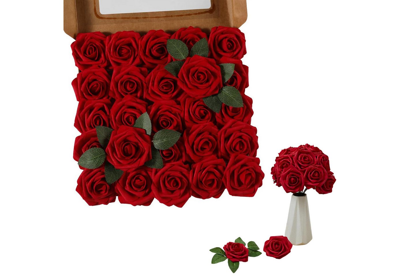 Kunstblume 25er Set Künstliche Schaumrosen Rose, REDOM, Höhe 21.5 cm, Kunstpflanze Basteln, für Hochzeitsdekoration Blumensträuße usw. Kunstblume 25er Set Künstliche Schaumrosen Rose, REDOM, Höhe 21.5 cm, Kunstpflanze Basteln, für Hochzeitsdekoration Blumensträuße usw. von REDOM