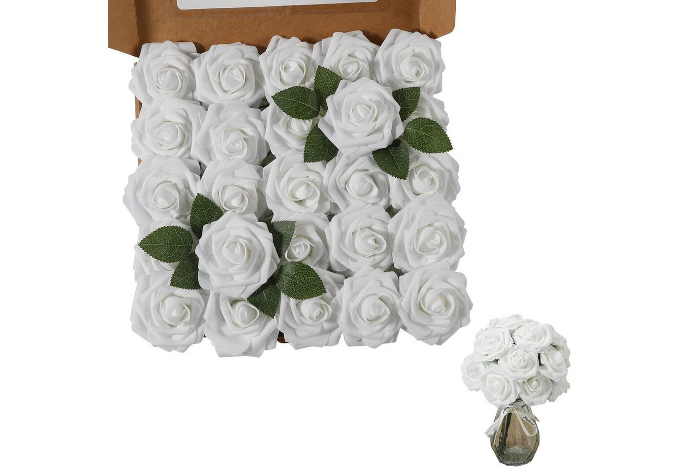 Kunstblume 25er Set Künstliche Schaumrosen Rose, REDOM, Höhe 21.5 cm, Kunstpflanze Basteln, für Hochzeitsdekoration Blumensträuße usw. Kunstblume 25er Set Künstliche Schaumrosen Rose, REDOM, Höhe 21.5 cm, Kunstpflanze Basteln, für Hochzeitsdekoration Blumensträuße usw. von REDOM