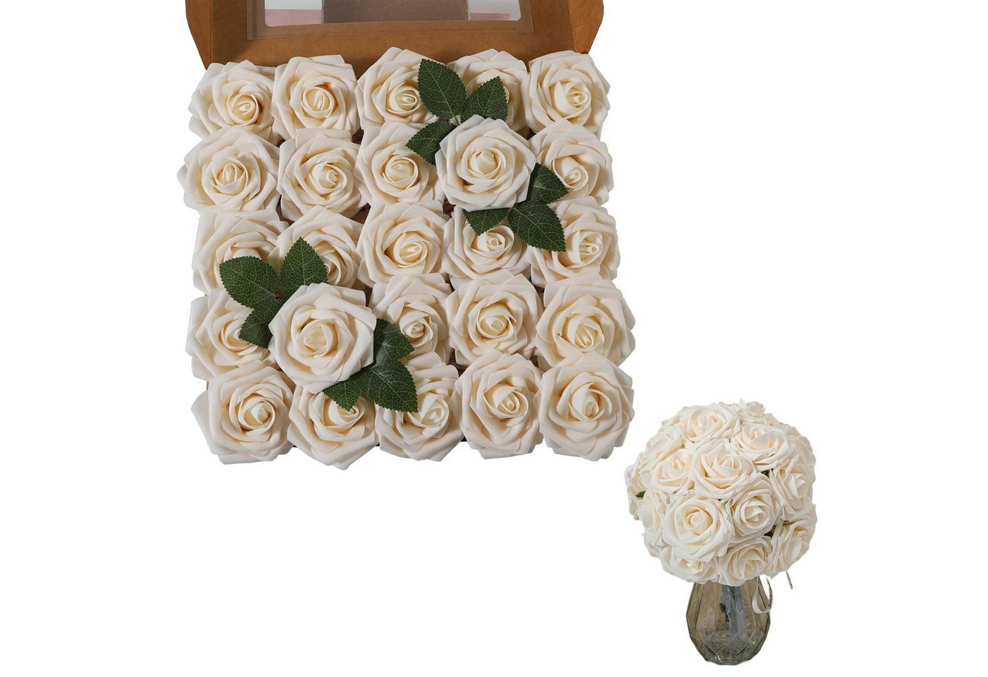 Kunstblume 25er Set Künstliche Schaumrosen Rose, REDOM, Höhe 21.5 cm, Kunstpflanze Basteln, für Hochzeitsdekoration Blumensträuße usw. Kunstblume 25er Set Künstliche Schaumrosen Rose, REDOM, Höhe 21.5 cm, Kunstpflanze Basteln, für Hochzeitsdekoration Blumensträuße usw. von REDOM