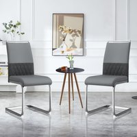 Moderne Esszimmerstühle, 2er-Set, Rückenlehne aus Kunstleder und Leinen, gepolsterter Akzentstuhl mit hoher Rückenlehne, horizontal gestreifte Moderne Esszimmerstühle, 2er-Set, Rückenlehne aus Kunstleder und Leinen, gepolsterter Akzentstuhl mit hoher Rückenlehne, horizontal gestreifte von REDOM