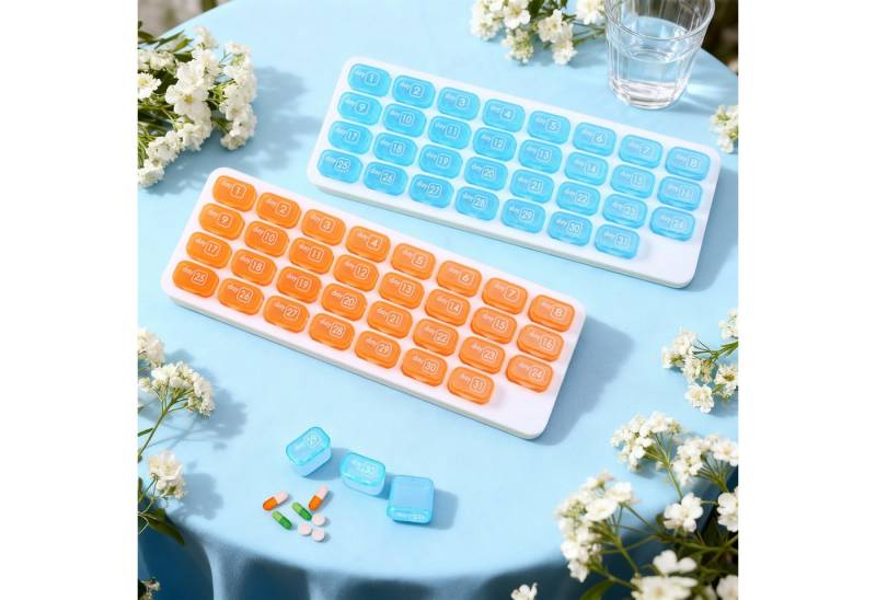 REDOM Aufbewahrungsbox Medikamentenbox Pillendose Medizinbox Tablettenbox (Einfache Handhabung übersichtliche Struktur und vielseitig einsetzbar, 2 St., 8,5 x 10,4x 2,9 cm/kleine Box 3 x 1,8 x 2,8 cm), 31-Fach-Pillendosen im Tastaturstil für Handtasche Rucksack REDOM Aufbewahrungsbox Medikamentenbox Pillendose Medizinbox Tablettenbox (Einfache Handhabung übersichtliche Struktur und vielseitig einsetzbar, 2 St., 8,5 x 10,4x 2,9 cm/kleine Box 3 x 1,8 x 2,8 cm), 31-Fach-Pillendosen im Tastaturstil für Handtasche Rucksack von REDOM