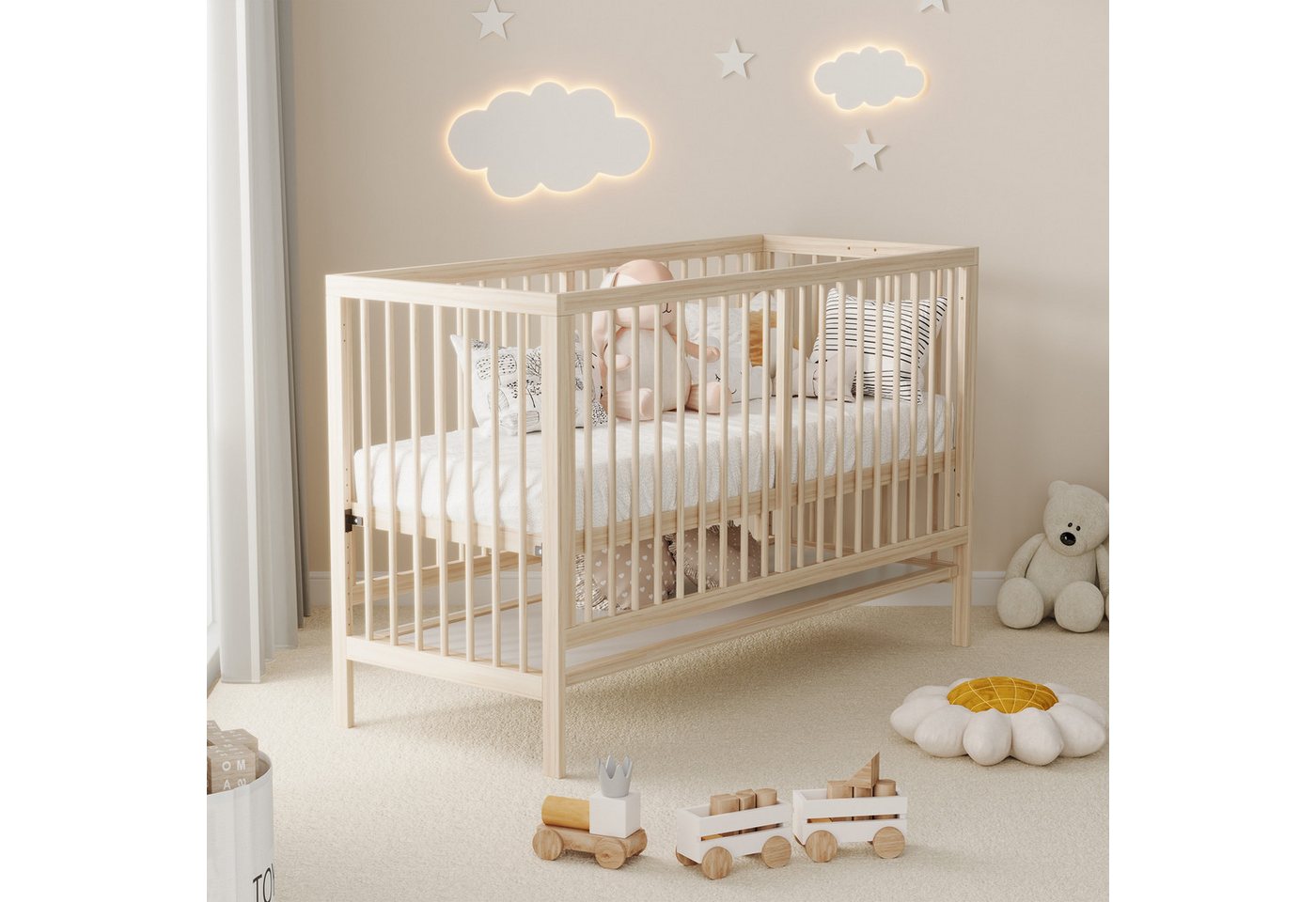 REDOM Babybett 3-in-1 Beistellbett Kinderbett, 1-tlg., 140x60x90cm, höhenverstellbar von REDOM