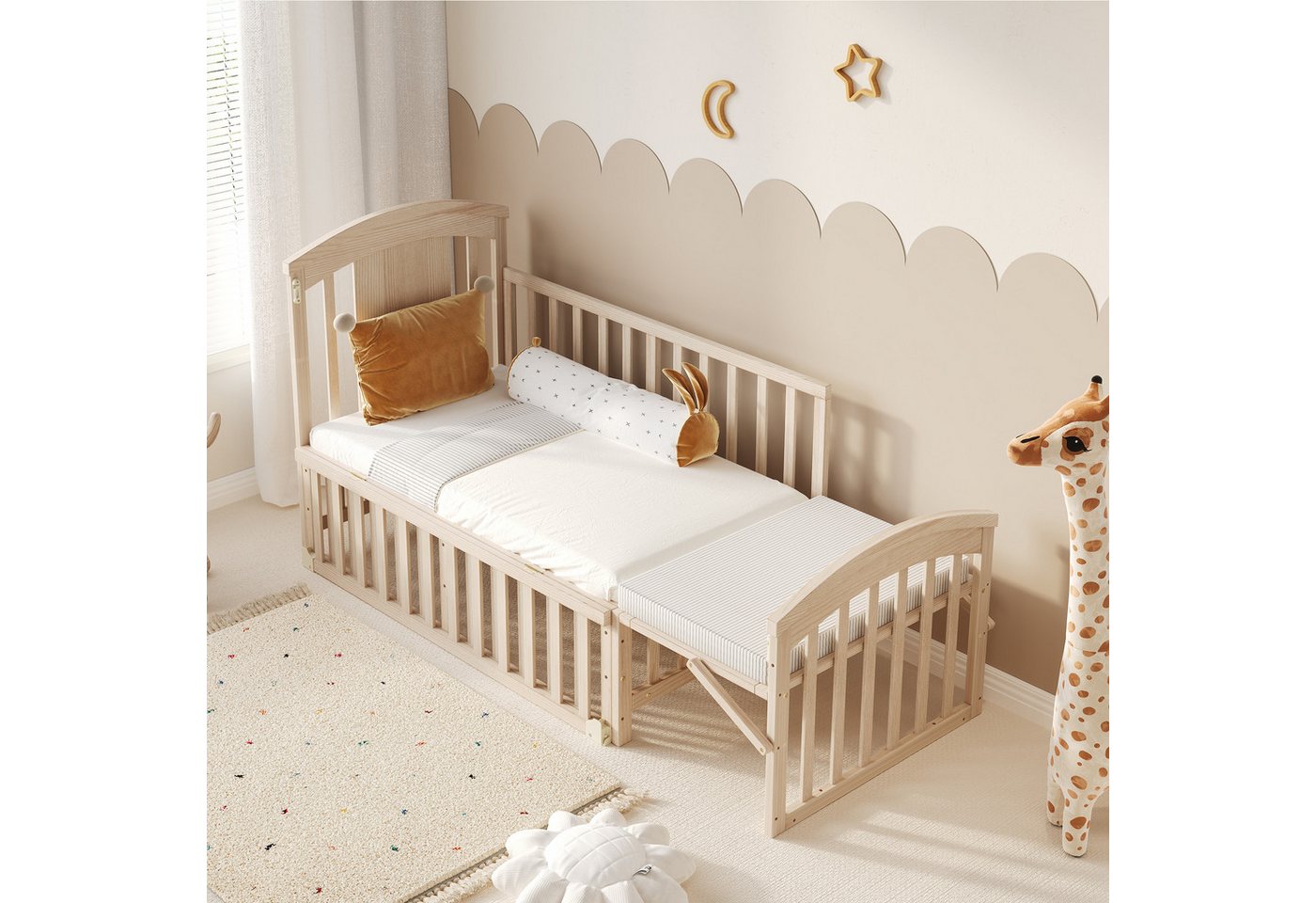 REDOM Babybett Multifunktionales Babynetzbett Nebenbett, 1-tlg., mit fixierbaren Rollen, ohne Matratze von REDOM