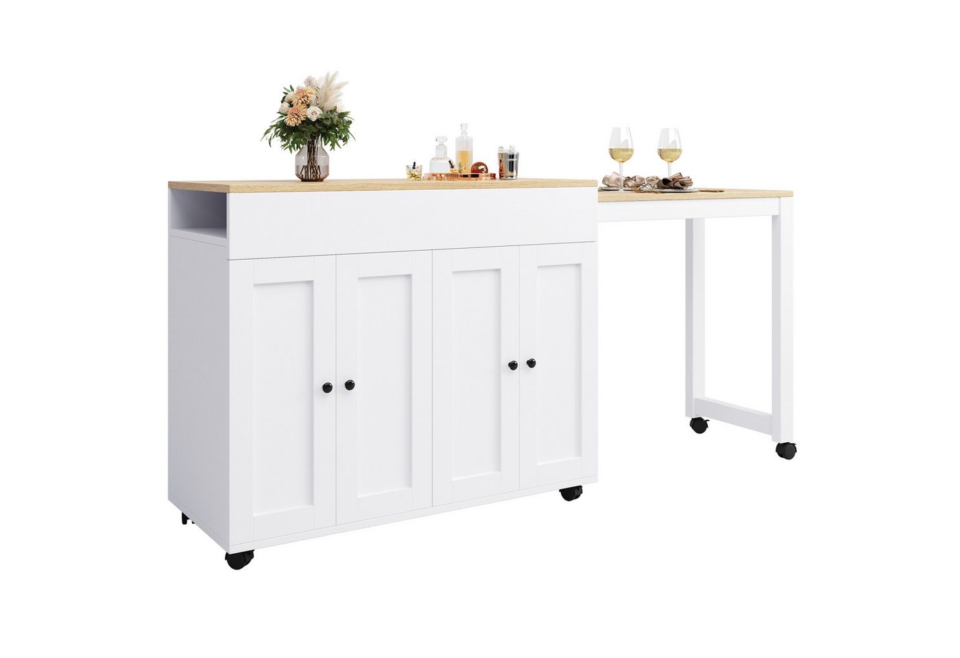 REDOM Bartisch Moderne Bistrotisch,Ausziehbarer (mit Stauraum (118-180×50×94 cm) - Flexibles Design für 4-6 Personen, 6 Ablagefächer), Moderner ausziehbarer von REDOM