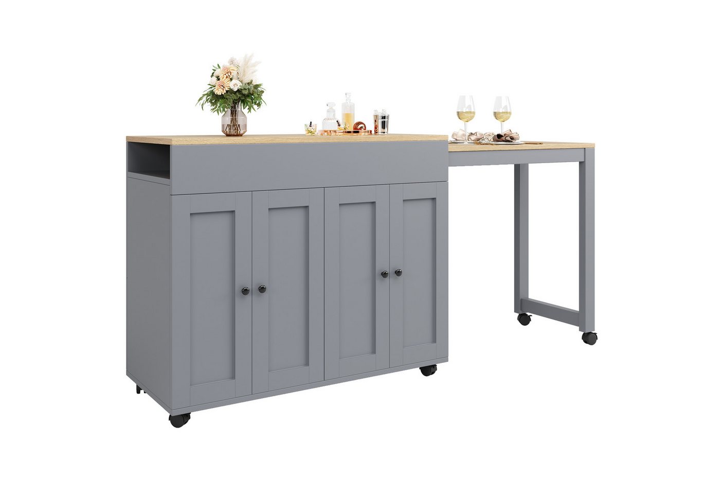 REDOM Bartisch Moderne Bistrotisch,Ausziehbarer (mit Stauraum (118-180×50×94 cm) - Flexibles Design für 4-6 Personen, 6 Ablagefächer), Moderner ausziehbarer von REDOM