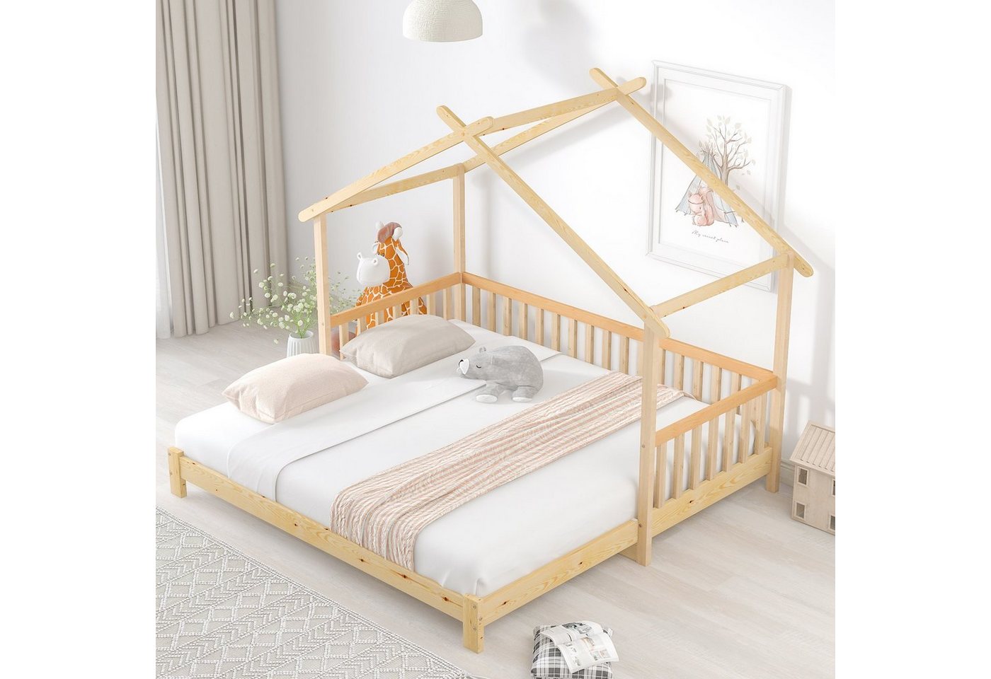 REDOM Bett Erweiterbares Baumhausbett, Hausbett, Kinderbett 200x90cm (Das Bett enthält keine Matratze), Ohne Matratze von REDOM