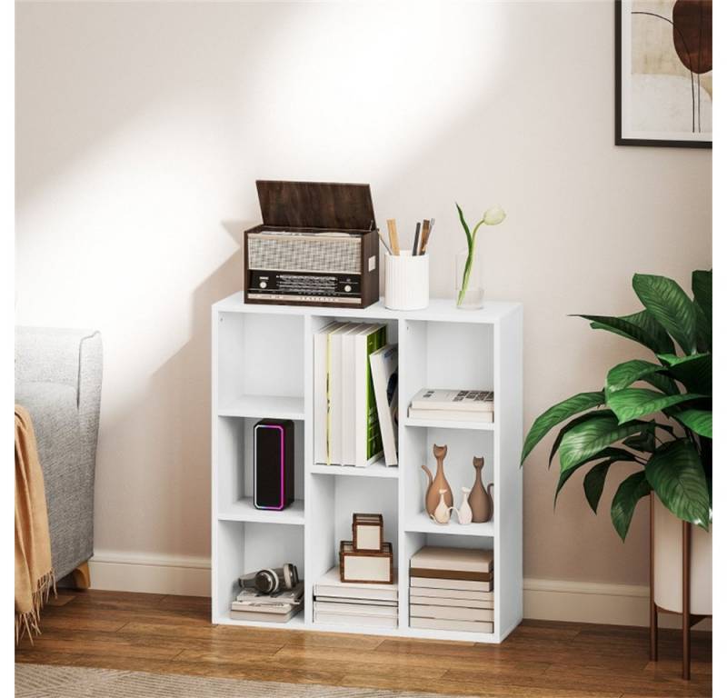 REDOM Bücherregal Moderner Standregal, Vielseitiges 8-Fächer-Regal mit Kippschutz – flexibles Standregal für Büro & Wohnzimmer. 1-tlg. von REDOM
