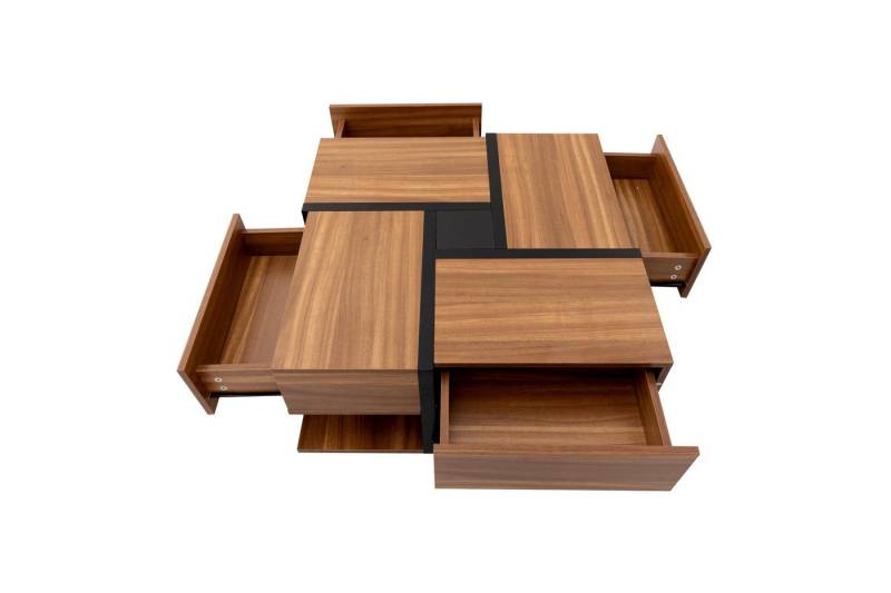 REDOM Couchtisch Kaffeetisch Sofatisch Wohnzimmertisch (einzigartige Farbabstimmung und Liniendesign), Beistelltisch mit geometrische Design von REDOM