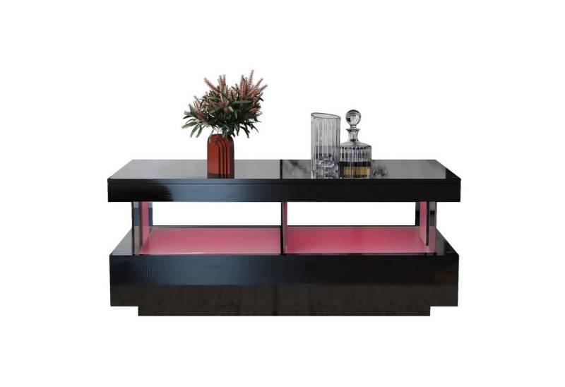REDOM Couchtisch Kaffeetisch Wohnzimmertisch Sofatisch Teetisch (mit LED-Beleuchtung und hochglänzender Tischplatte), Moderner Hochglanz-Sofatisch Wohnzimmertisch Hochglanzoberfläche von REDOM