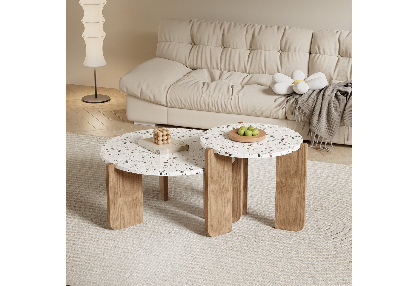 REDOM Couchtisch Nesting Couchtisch-Set 2-teilig (stabiler MDF-Tisch, 2-St., Multifunktionales), flexibel kombinierbar von REDOM