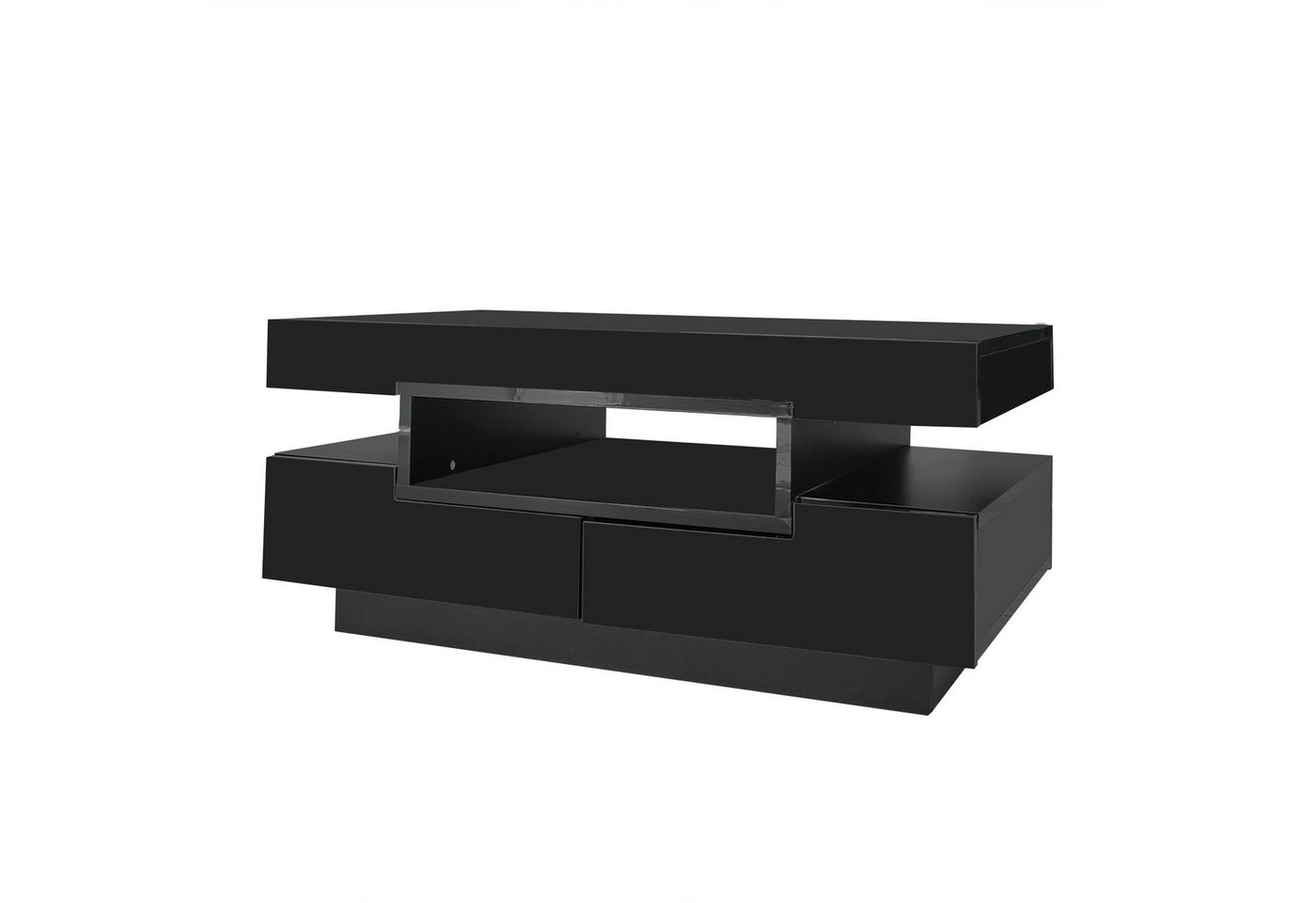 REDOM Couchtisch Sofatisch Wohnzimmertisch Beistelltisch Kaffeetisch (4 Schubladen vorne und hinten), mit LED-Lichtleiste,80*50*36cm von REDOM