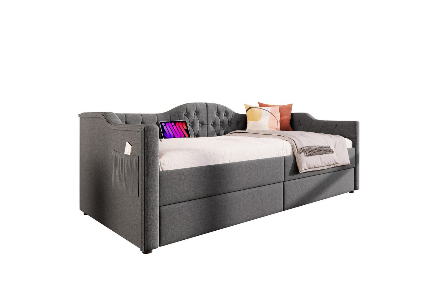 REDOM Daybett Tagesbett Schlafsofa (90x190cm), mit USB Type C Ladefunktion und 2 Schubladen von REDOM