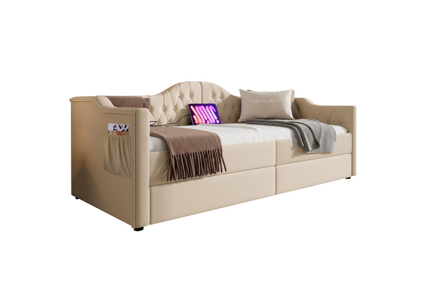 REDOM Daybett Tagesbett Schlafsofa (90x200cm), mit USB Type C Ladefunktion und 2 Schubladen von REDOM