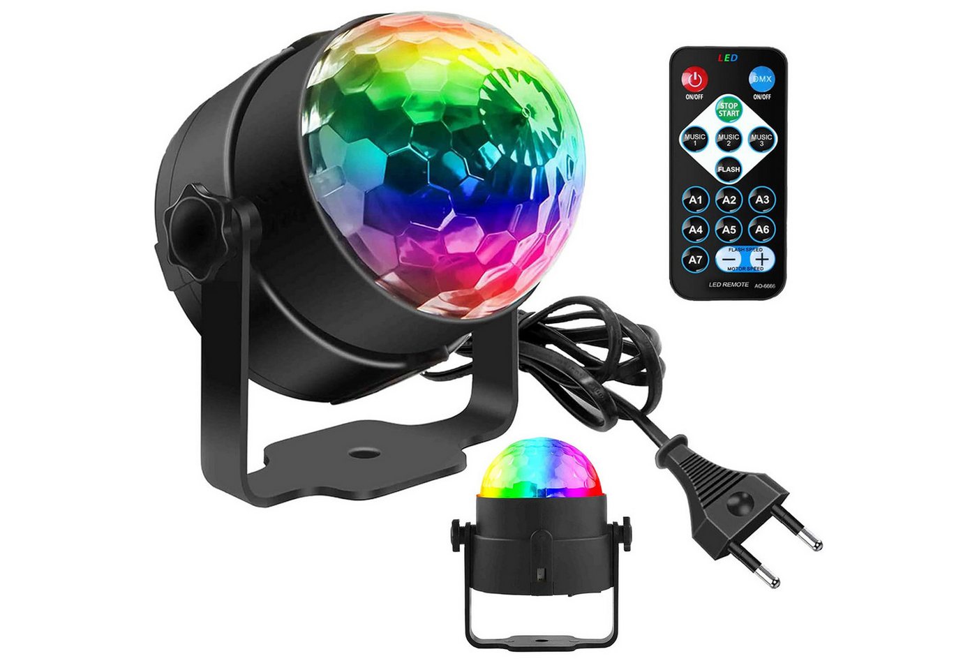 REDOM Discolicht Mini LED Discokugel Partylicht mit 7 Lichtmodi, mit Automodus, LED fest integriert, 7 Lichteffekte, mit Fernbedienung für Geburtstage Gartenfeste Tanzfläche Poolparty von REDOM