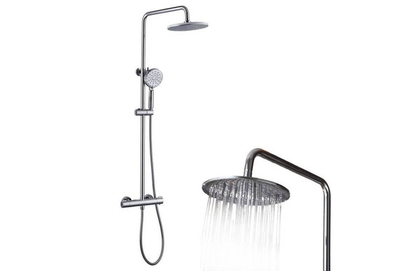 REDOM Duschsystem Handbrause Schwenkbare Kopfbrause mit Regenfunktion, Höhe 114 cm, 3 Strahlart(en), höhenverstellbare Duschstange One-Click Strahlumschaltung von REDOM