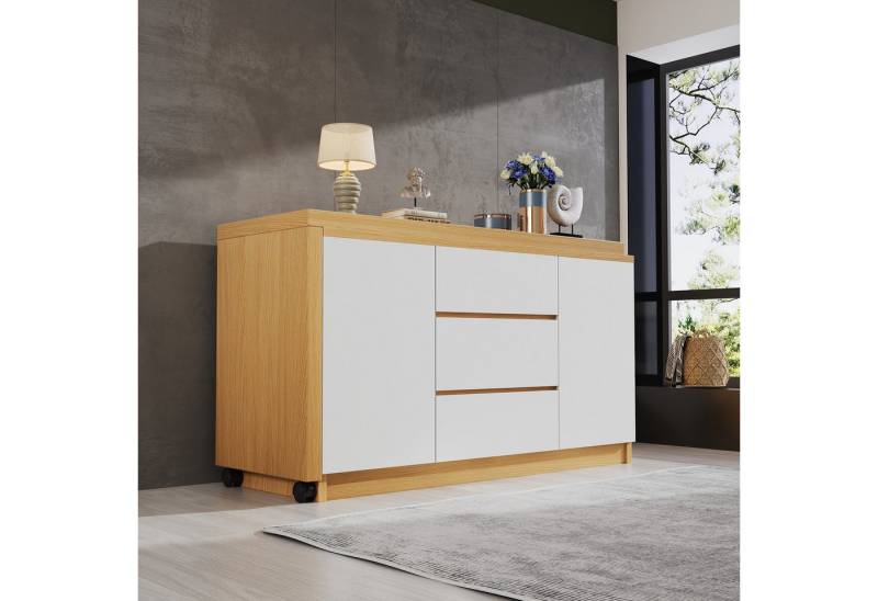REDOM Eckschreibtisch 360° drehbarer Tisch mit feststellbaren Rollen, L-förmig (Ausziehbarer Computertisch, Faltbarer Ecktisch, 1-St., fest arretierbar), 4 cm dickere, drehbare Tischplatte von REDOM